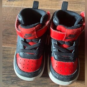 Nike toddler black red Jordans 5.5